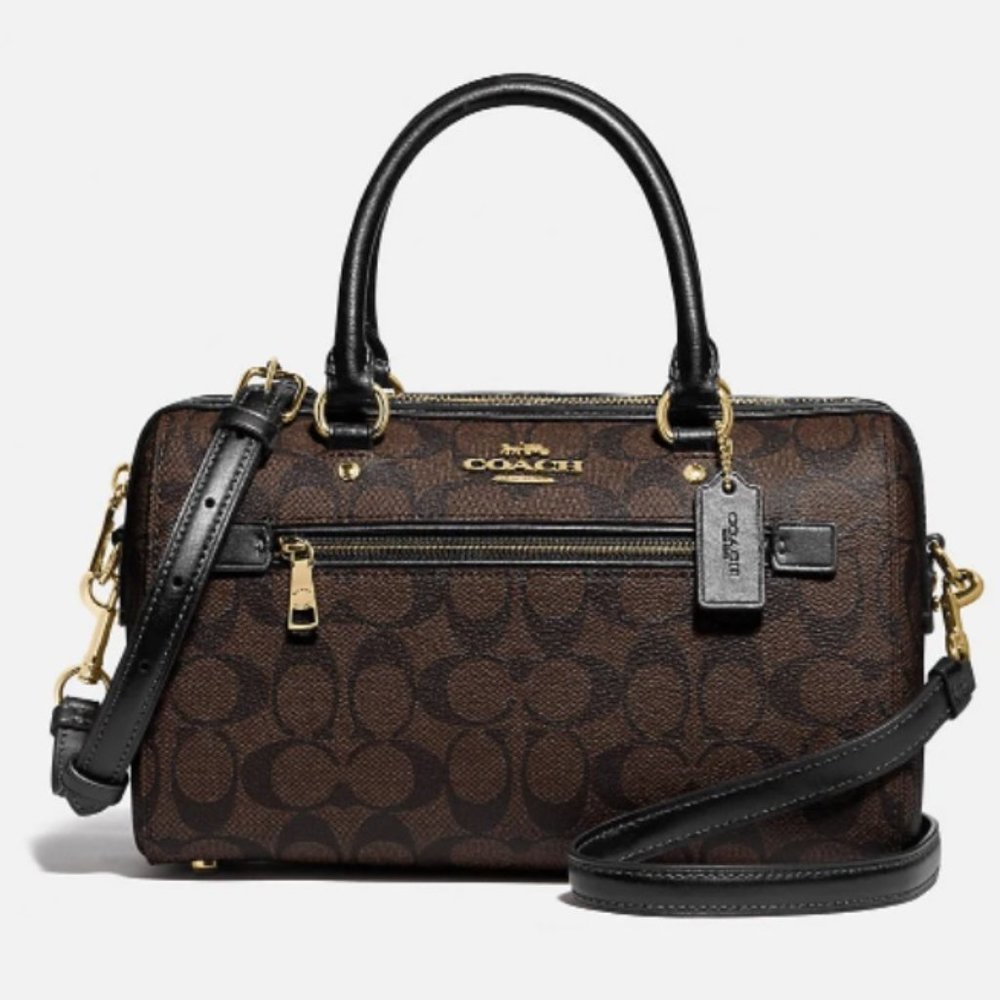 Pre-Owned Rowan Satchel In Signature Canvas - Gold/Brown Black
